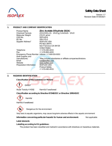 Zinc Acetate Dihydrate (DZA) (Rev 2)