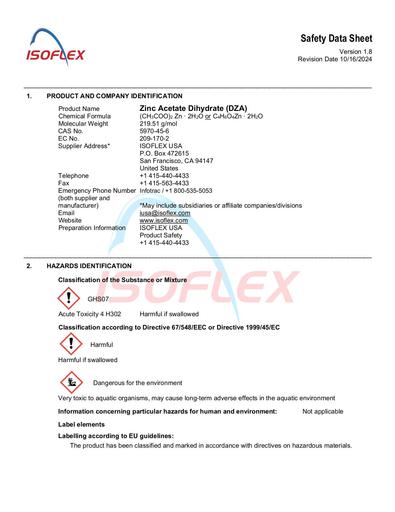 Zinc Acetate Dihydrate (DZA) 2024 (Rev 3)